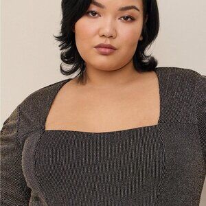 Torrid - Glitter Knit Sweetheart Neck Jumpsuit in Gold​​​​​​